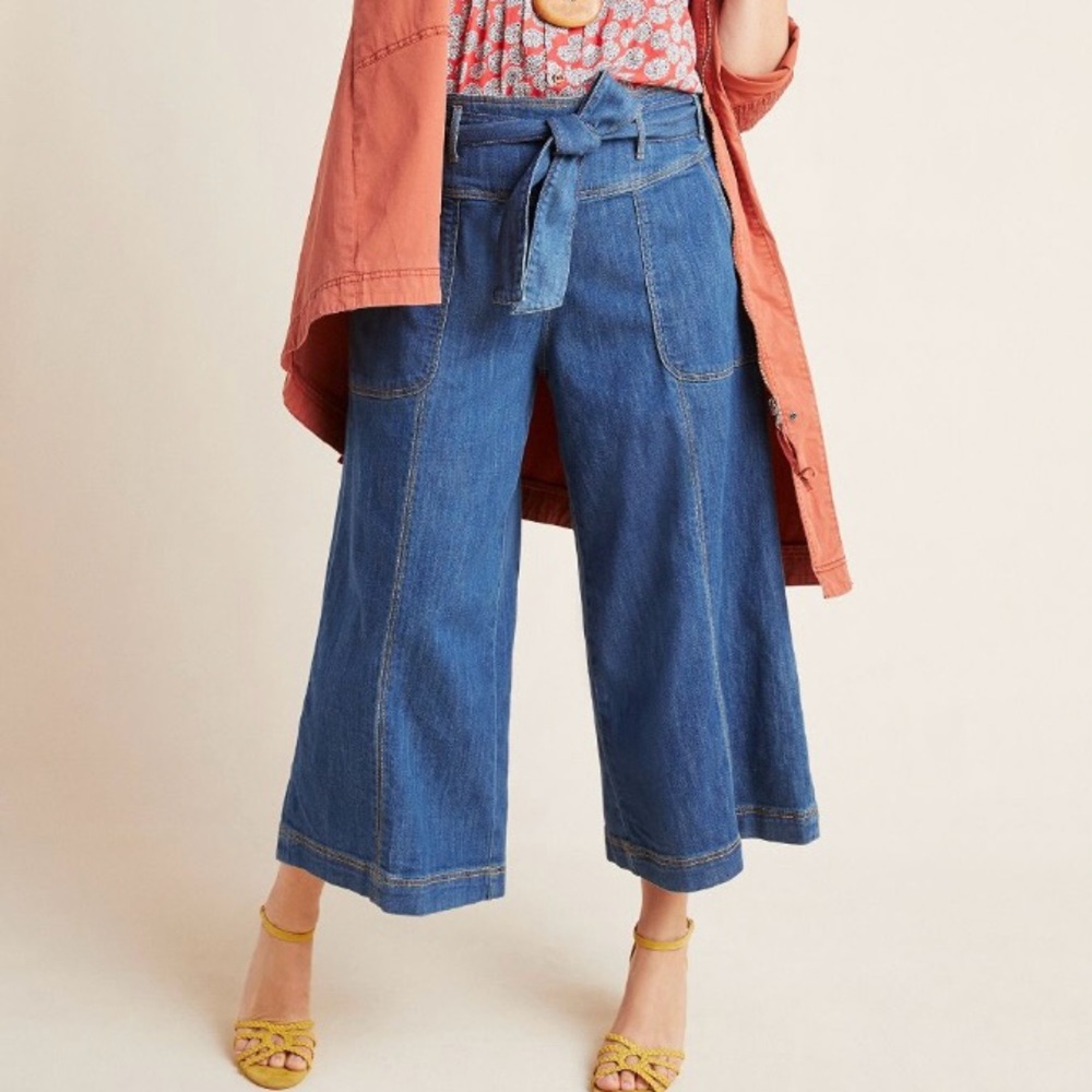 Pilcro Ultra High Rise Cropped Wide Leg Jeans Size 20 W Anthropologie Denim